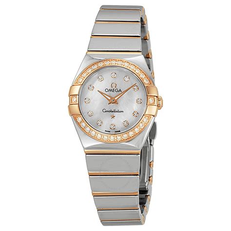 omega mother of pearl watch with diamonds|omega watches 25mm.